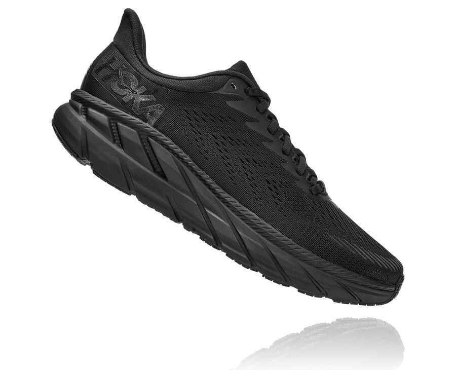 Hoka Australia One One Clifton 7 - Mens Running Shoes Black - KDCSO-3182